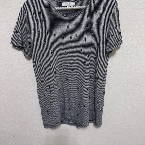 IRO Gabry Striped Distressed T-Shirt Linen size Small - Picture 4 of 12